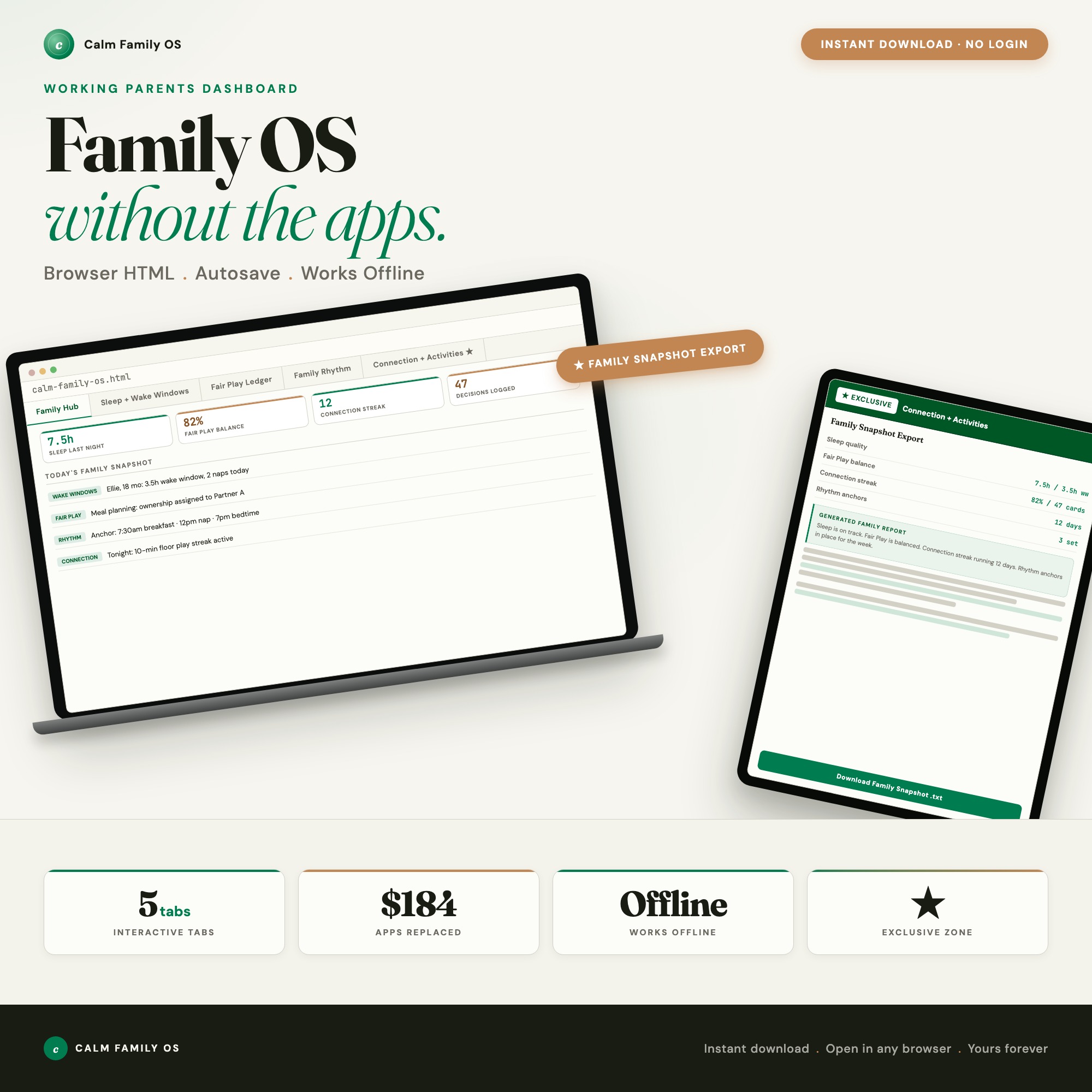 Calm Family OS: Working Parent Dashboard