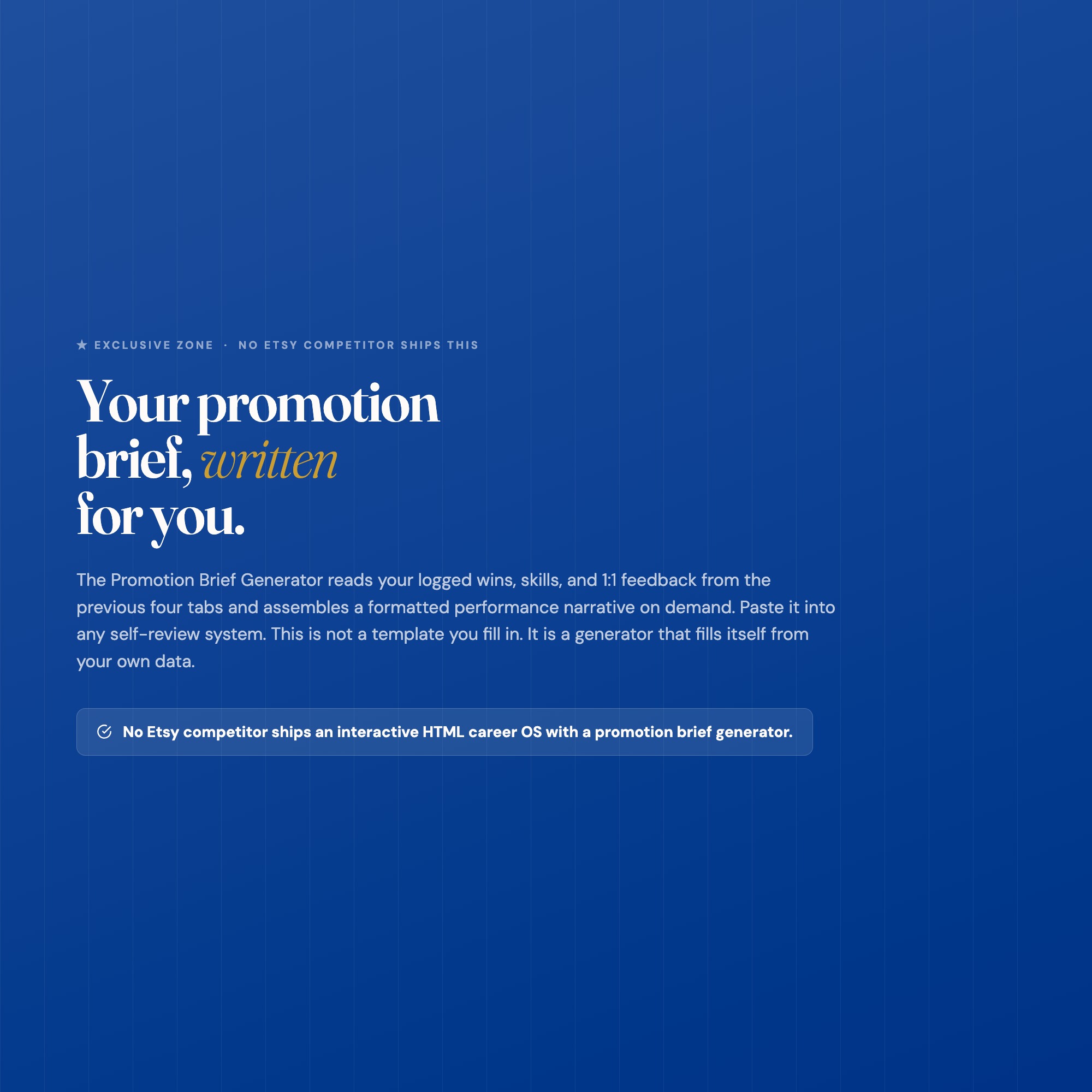 Career Growth Dashboard, Interactive Promotion OS: Achievement Log, Skills Map, Promotion Brief Generator, Annual Review Tracker — image 4