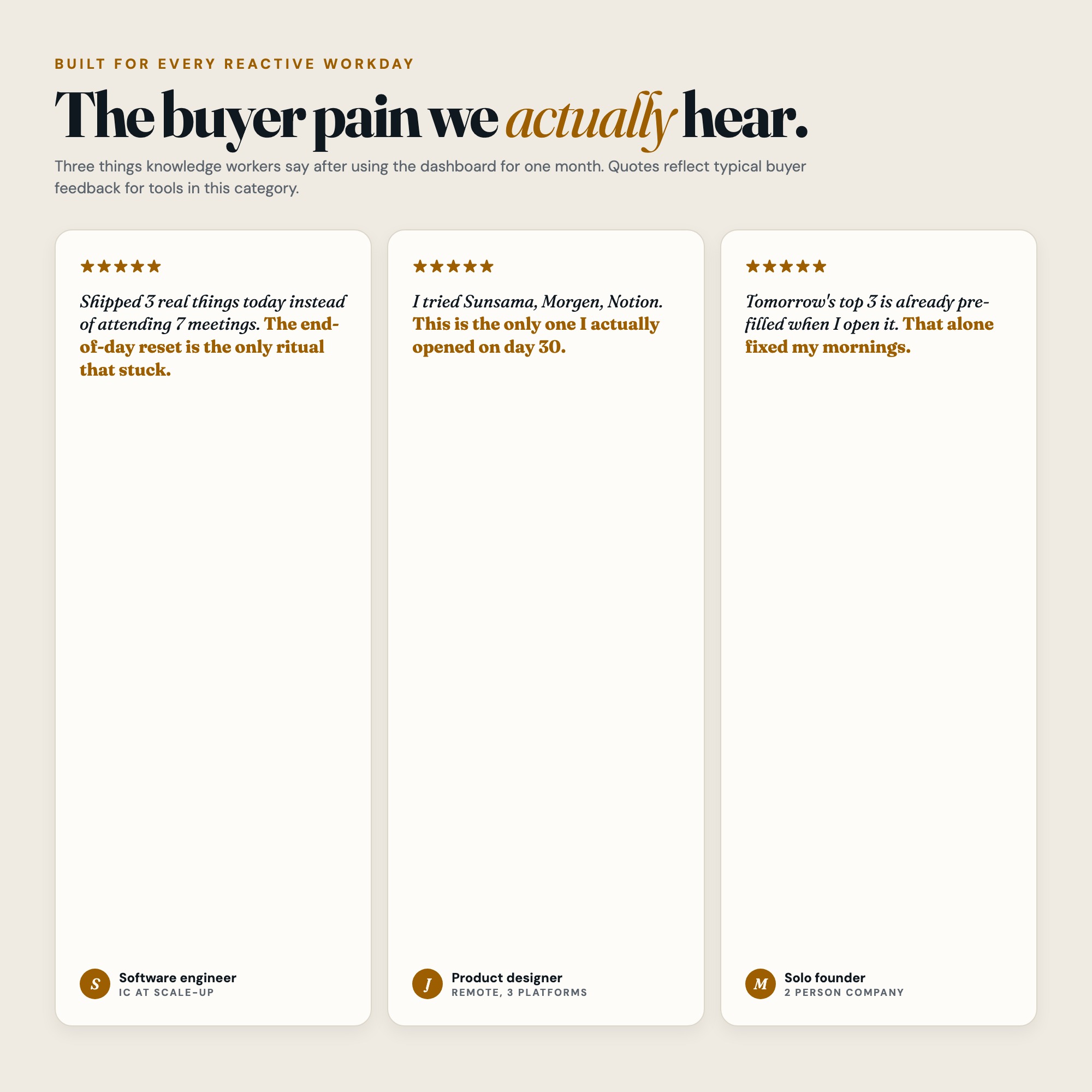 Customer reviews, knowledge workers using daily ritual planner, deep work scheduler, 5-star time blocking dashboard feedback