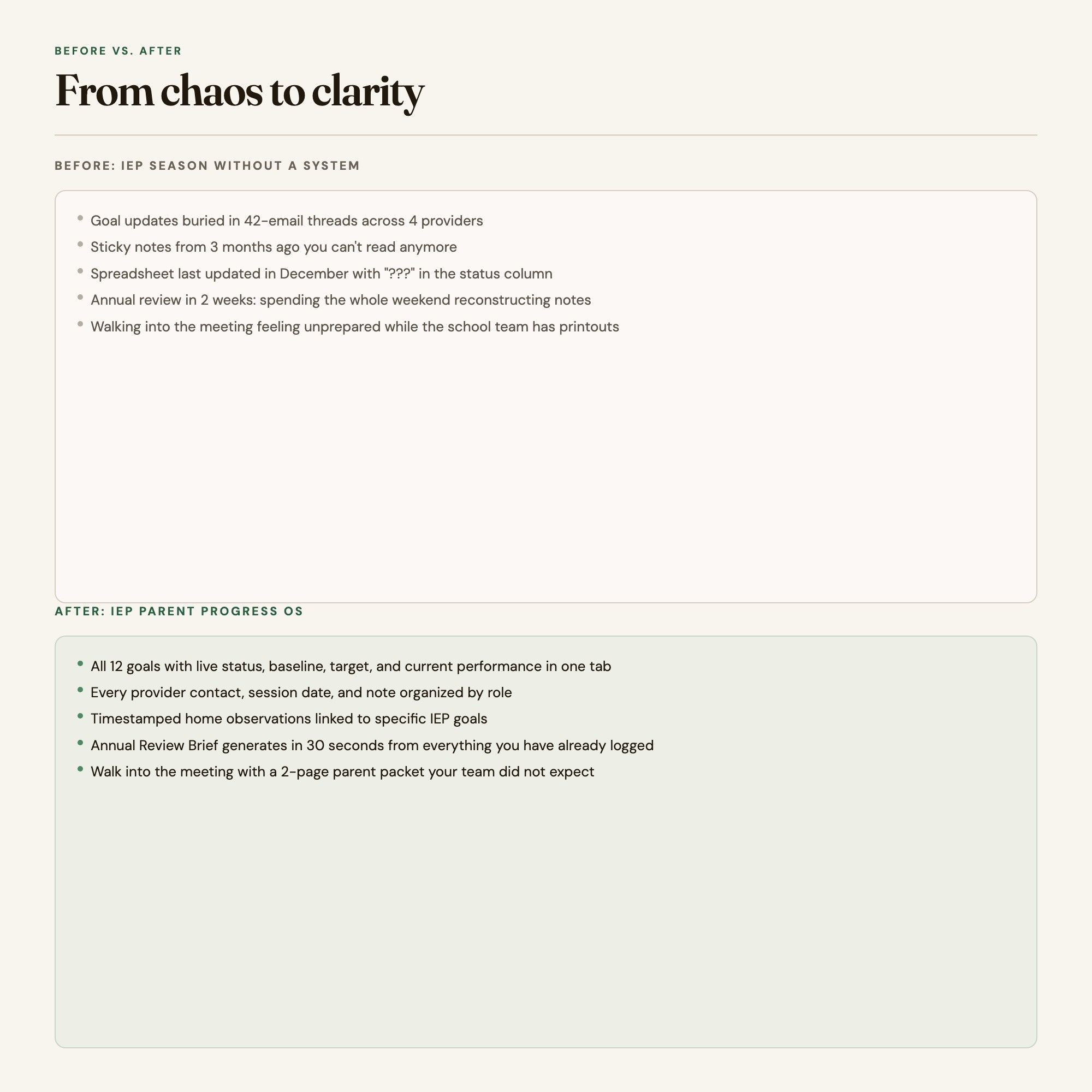 IEP Parent Progress Dashboard, Interactive Goal Tracker OS, Annual Review Brief Generator, 4-Provider Log — image 7