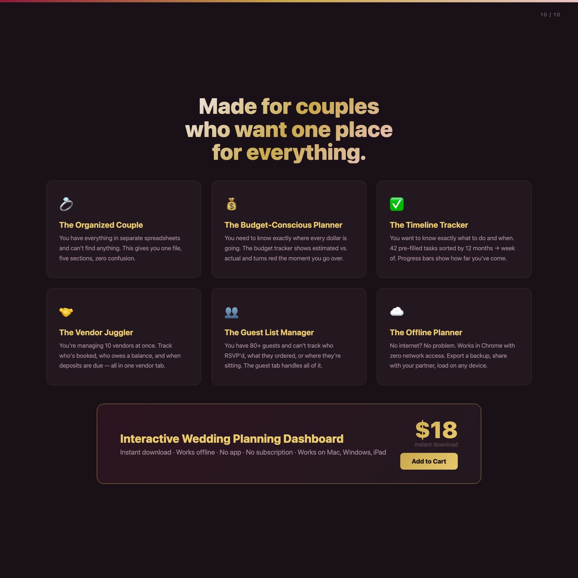 interactive wedding planning dashboard instant download bridal planner pdf digital tracker