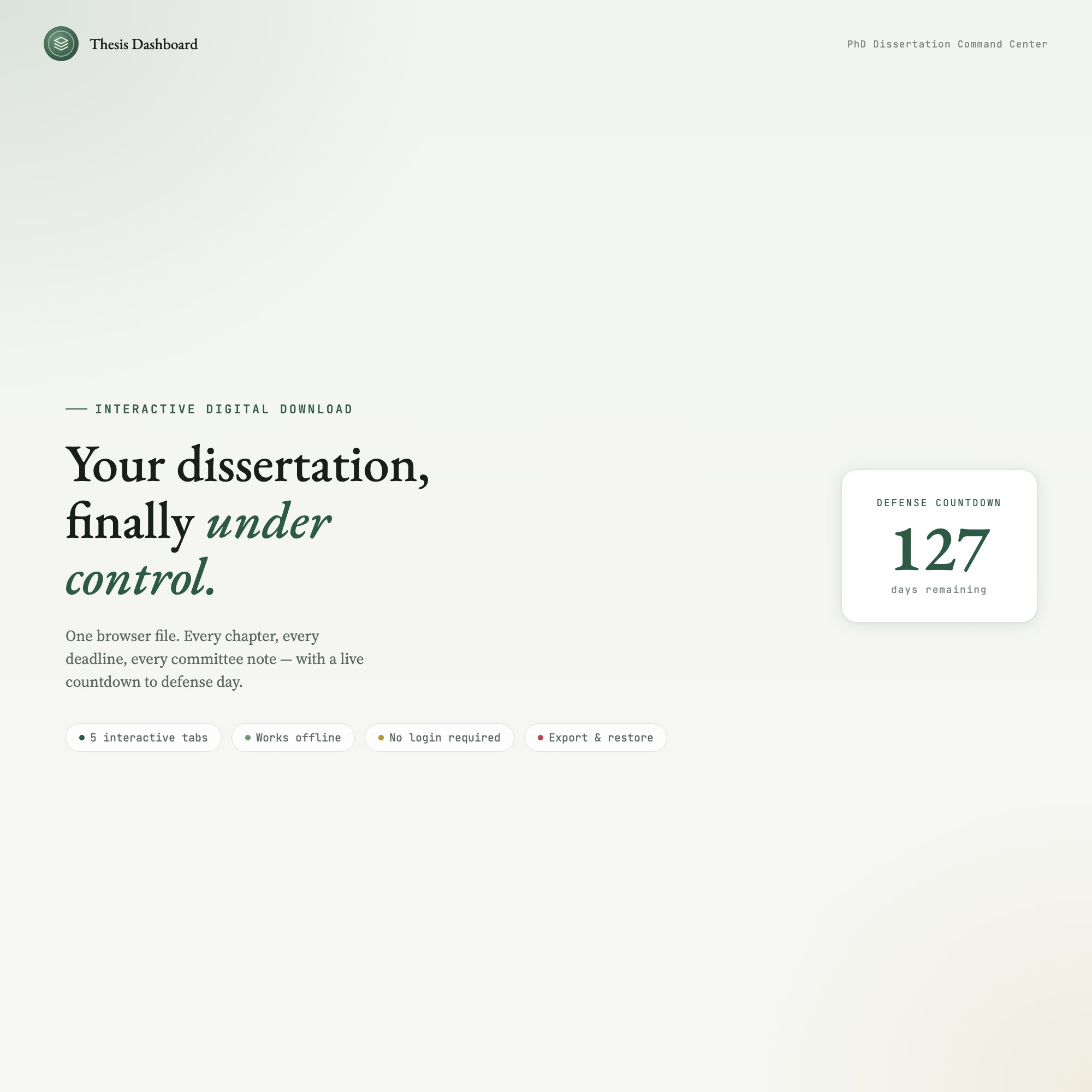 Interactive Thesis & Dissertation Chapter Dashboard
